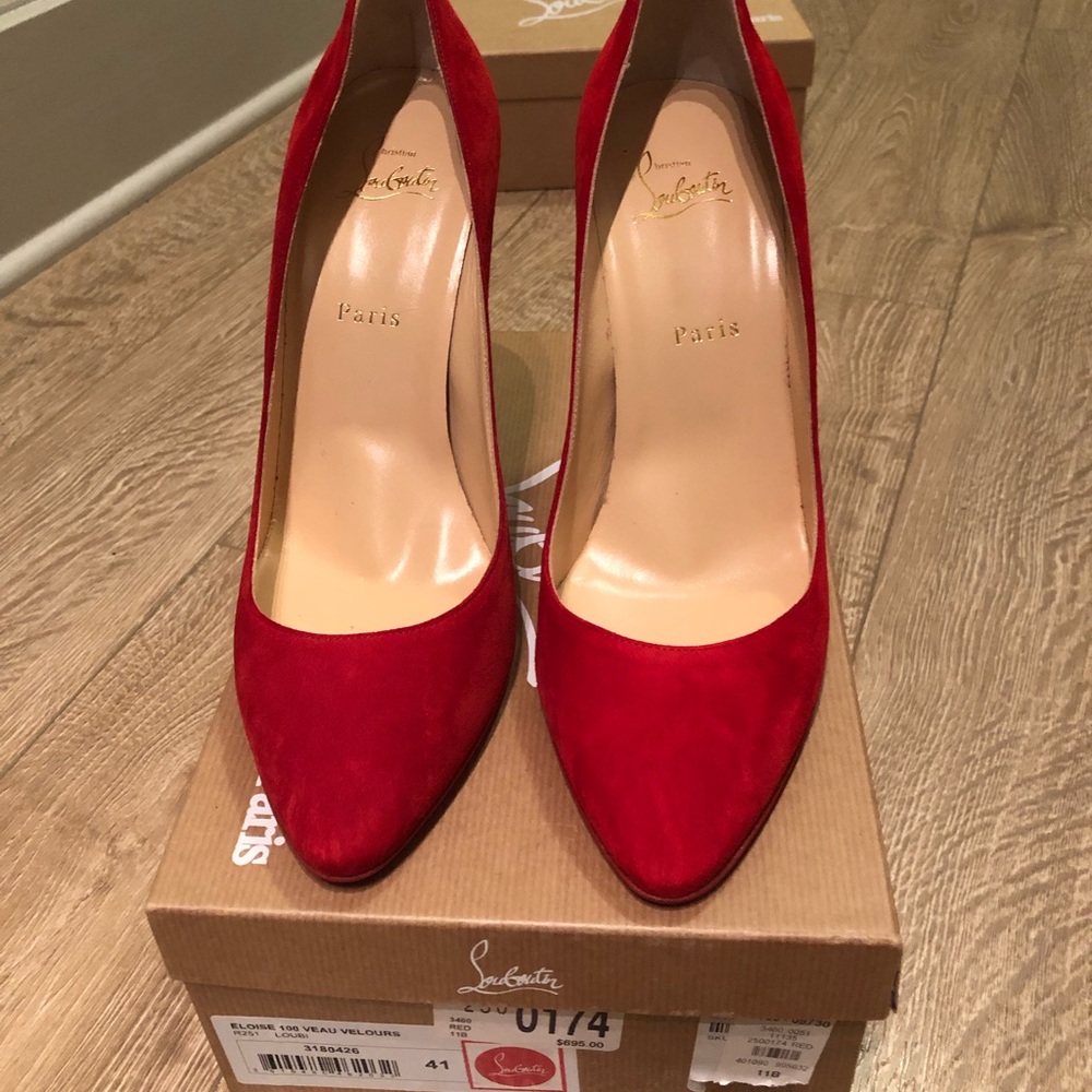 Brand new never worn red suede Christian Louboutin